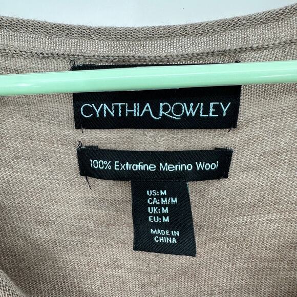 Cynthia Rowley Size Medium Sweater Brown Extra fine Merino Wool Asymmetrical Hem - Picture 6 of 7
